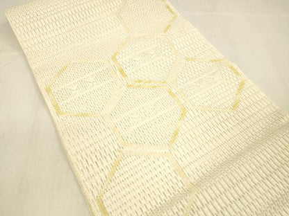 平和屋着物＊夏物 八寸名古屋帯 亀甲柄 正絹 逸品 DABB3484cm