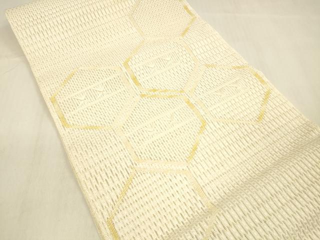 平和屋着物＊夏物 八寸名古屋帯 亀甲柄 正絹 逸品 DABB3484cm