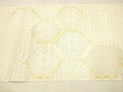 平和屋着物＊夏物 八寸名古屋帯 亀甲柄 正絹 逸品 DABB3484cm