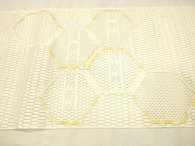 平和屋着物＊夏物 八寸名古屋帯 亀甲柄 正絹 逸品 DABB3484cm