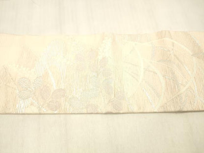 平和屋着物＊夏物 九寸名古屋帯 草葉文 銀糸 正絹 逸品 DABB3487cm