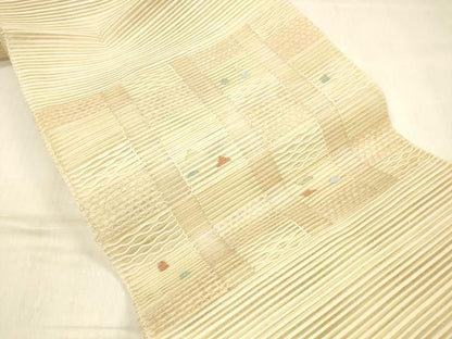 平和屋着物＊夏物 絽綴れ 八寸名古屋帯 抽象文様 金銀糸 正絹 逸品 DABB3490cm