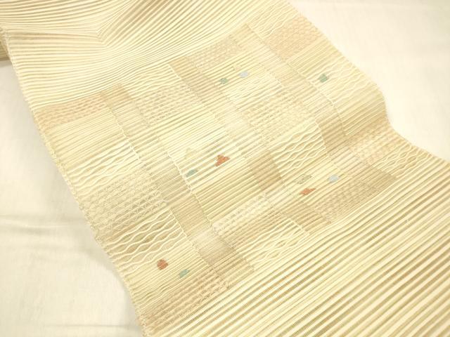 平和屋着物＊夏物 絽綴れ 八寸名古屋帯 抽象文様 金銀糸 正絹 逸品 DABB3490cm