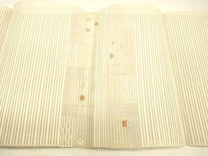 平和屋着物＊夏物 絽綴れ 八寸名古屋帯 抽象文様 金銀糸 正絹 逸品 DABB3490cm