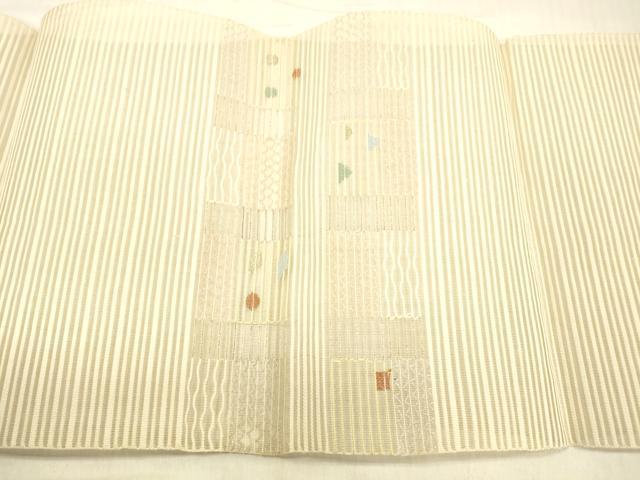 平和屋着物＊夏物 絽綴れ 八寸名古屋帯 抽象文様 金銀糸 正絹 逸品 DABB3490cm