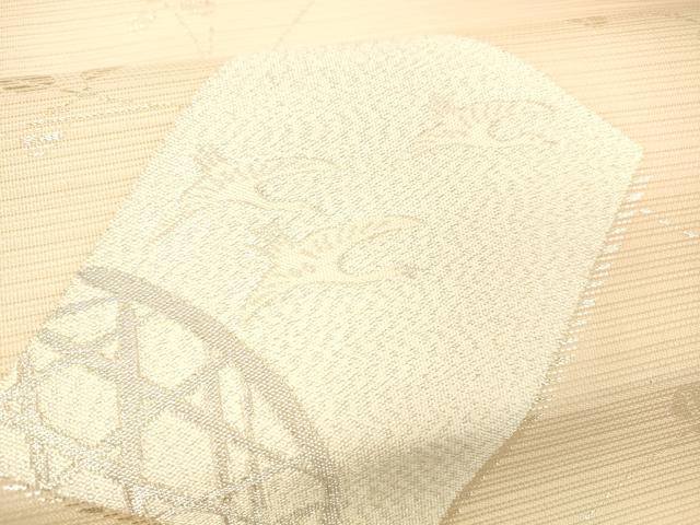 平和屋着物＊夏物 九寸名古屋帯 冊子紫陽花飛鳥文 銀糸 正絹 逸品 DABB3492cm
