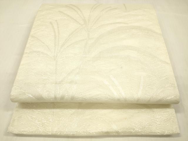 平和屋着物＊夏物 全通柄袋帯 草葉文 銀糸 正絹 逸品 DABB3498cm