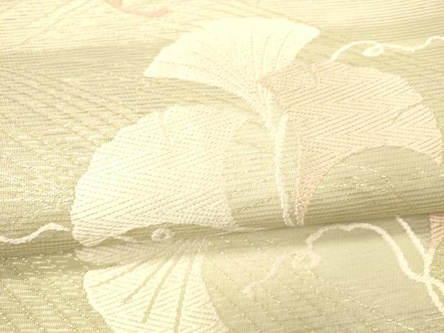 平和屋着物＊夏物 六通柄袋帯 唐織 流水銀杏文 銀糸 正絹 逸品 DABB3499cm