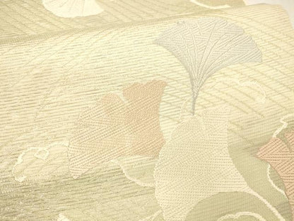 平和屋着物＊夏物 六通柄袋帯 唐織 流水銀杏文 銀糸 正絹 逸品 DABB3499cm
