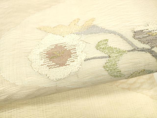 平和屋着物＊夏物 太鼓柄袋帯 枝花文 金銀糸 正絹 逸品 DABB3502cm