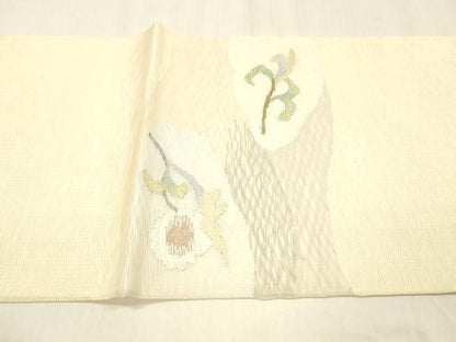 平和屋着物＊夏物 太鼓柄袋帯 枝花文 金銀糸 正絹 逸品 DABB3502cm