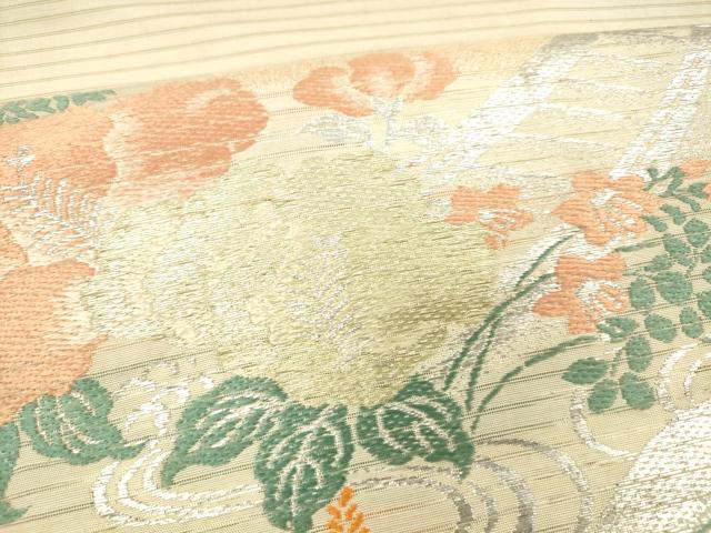平和屋着物＊夏物 アンティーク 大正ロマン 丸帯 風景文 金銀糸 正絹 逸品 DABB3504cm