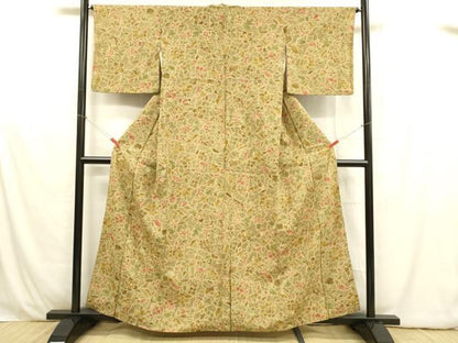 平和屋着物■上質な小紋 枝花文 正絹 逸品 DABB3512cm