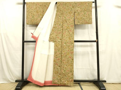 平和屋着物■上質な小紋 枝花文 正絹 逸品 DABB3512cm