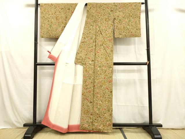 平和屋着物■上質な小紋 枝花文 正絹 逸品 DABB3512cm