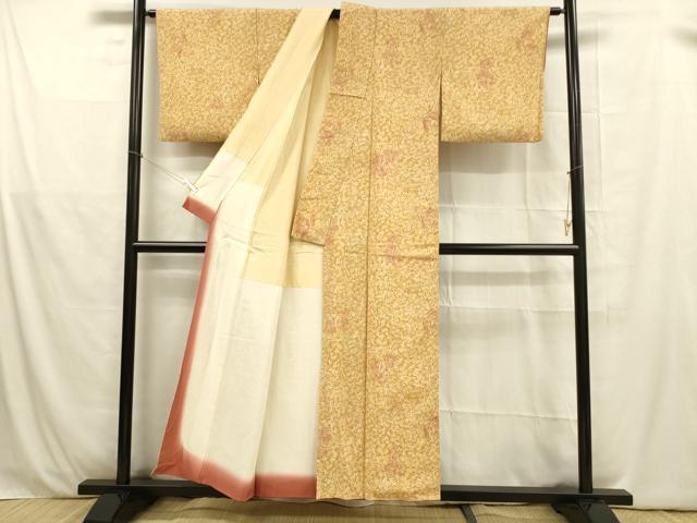 平和屋着物■上質な小紋 草花文 暈し染め 正絹 逸品 DABB3515cm