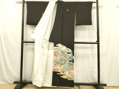 平和屋着物■豪華黒留袖　作家物　人物風景文　金彩　正絹　逸品　DABB3516cm
