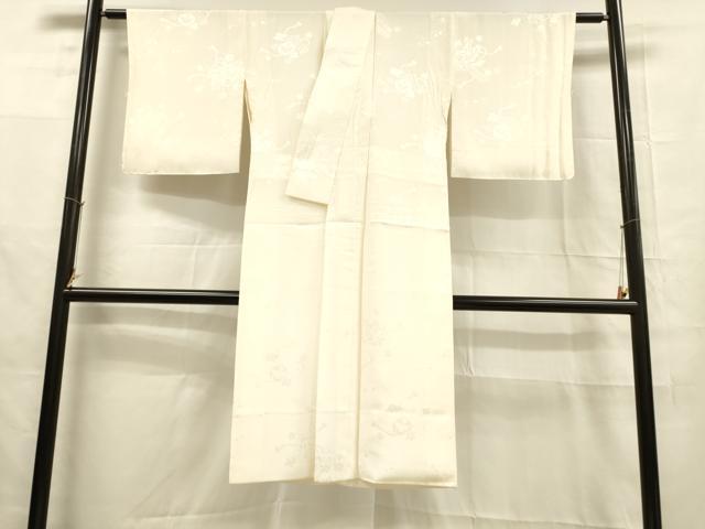 平和屋着物■長襦袢　袷　短冊草花地紋　生成り色　松坂屋扱い　正絹　逸品　DABB3529cm
