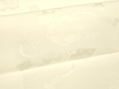 平和屋着物■長襦袢　袷　短冊草花地紋　生成り色　松坂屋扱い　正絹　逸品　DABB3529cm