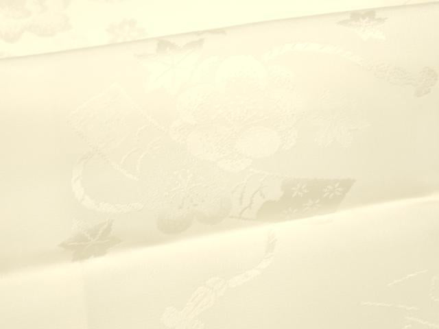 平和屋着物■長襦袢　袷　短冊草花地紋　生成り色　松坂屋扱い　正絹　逸品　DABB3529cm