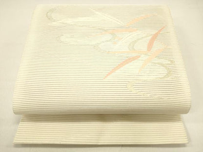 平和屋着物＊夏物 洗える最高級着物 ＜英＞はなぶさ謹製 八寸名古屋帯 流水草葉文 金糸 たとう紙付き DABB3551cm