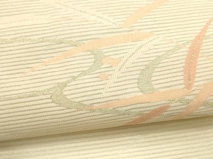 平和屋着物＊夏物 洗える最高級着物 ＜英＞はなぶさ謹製 八寸名古屋帯 流水草葉文 金糸 たとう紙付き DABB3551cm