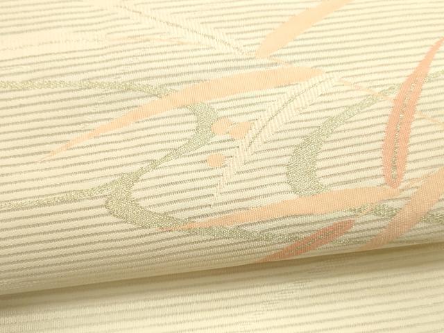 平和屋着物＊夏物 洗える最高級着物 ＜英＞はなぶさ謹製 八寸名古屋帯 流水草葉文 金糸 たとう紙付き DABB3551cm