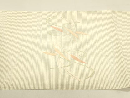 平和屋着物＊夏物 洗える最高級着物 ＜英＞はなぶさ謹製 八寸名古屋帯 流水草葉文 金糸 たとう紙付き DABB3551cm