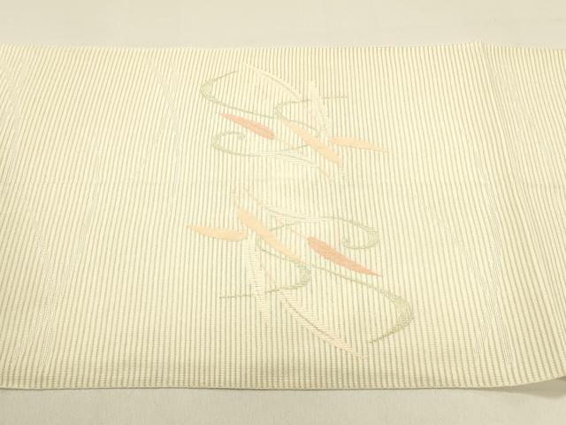 平和屋着物＊夏物 洗える最高級着物 ＜英＞はなぶさ謹製 八寸名古屋帯 流水草葉文 金糸 たとう紙付き DABB3551cm