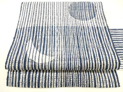 平和屋着物＊夏物 八寸名古屋帯 紬地 三日月 満月 正絹 逸品 DABB3553cm