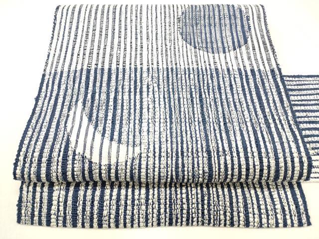 平和屋着物＊夏物 八寸名古屋帯 紬地 三日月 満月 正絹 逸品 DABB3553cm