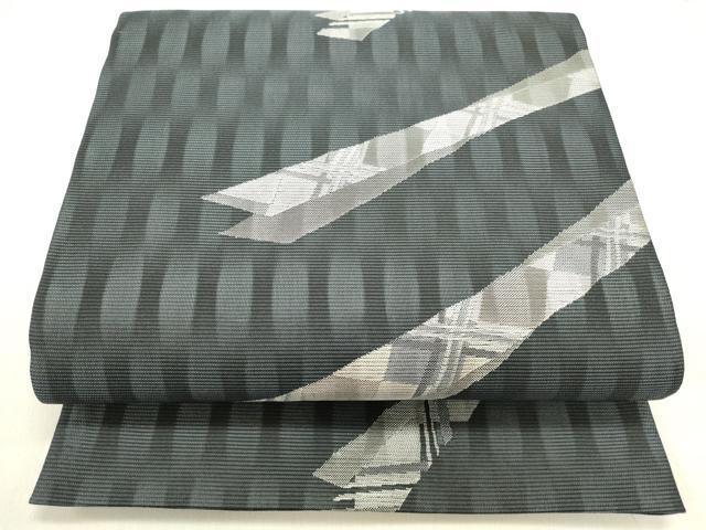 平和屋着物▽六通柄袋帯 スリーシーズン 春夏秋 抽象文様 正絹 逸品 DABB3558cm