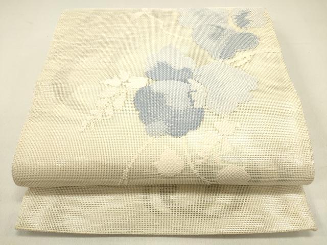 平和屋着物＊夏物 六通柄 本袋帯 流水枝葉文 銀糸 正絹 逸品 DABB3559cm