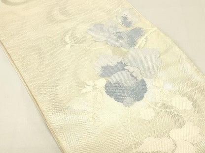 平和屋着物＊夏物 六通柄 本袋帯 流水枝葉文 銀糸 正絹 逸品 DABB3559cm