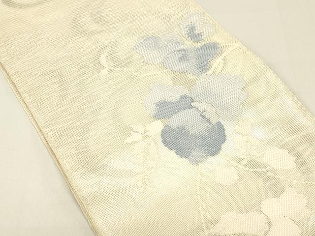 平和屋着物＊夏物 六通柄 本袋帯 流水枝葉文 銀糸 正絹 逸品 DABB3559cm