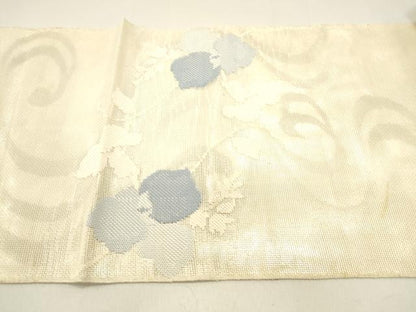 平和屋着物＊夏物 六通柄 本袋帯 流水枝葉文 銀糸 正絹 逸品 DABB3559cm
