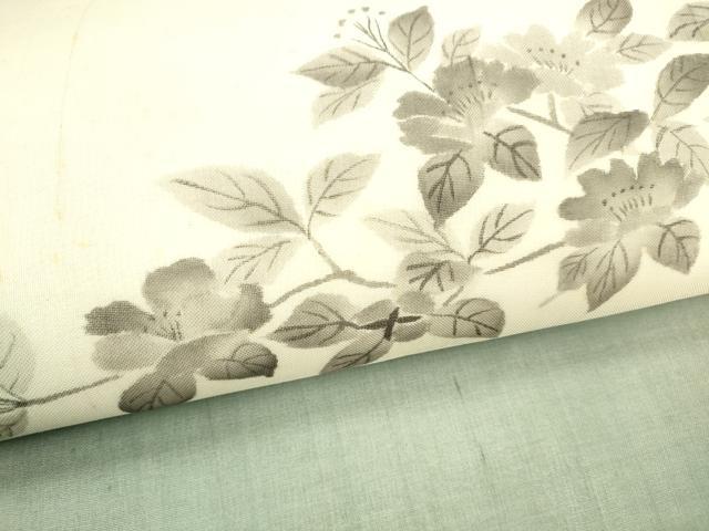 平和屋着物＊夏物 絹芭蕉 九寸名古屋帯 手描き 枝花文 正絹 逸品 DABB3566cm