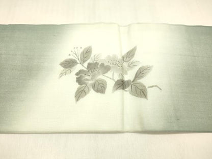 平和屋着物＊夏物 絹芭蕉 九寸名古屋帯 手描き 枝花文 正絹 逸品 DABB3566cm