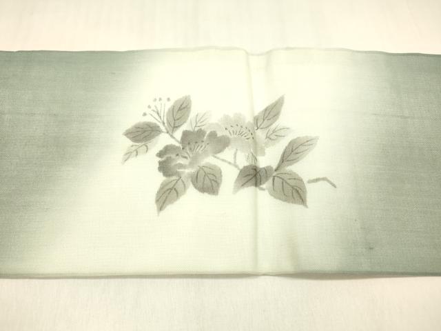 平和屋着物＊夏物 絹芭蕉 九寸名古屋帯 手描き 枝花文 正絹 逸品 DABB3566cm