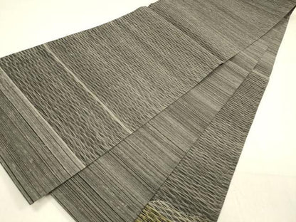 平和屋着物＊夏物 太鼓柄袋帯 枝花文 黒地 金銀糸 正絹 逸品 DABB3568cm