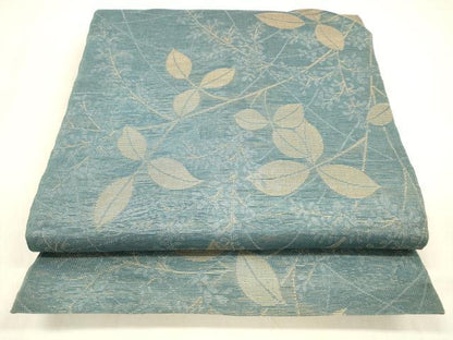 平和屋着物＊夏物 全通柄 本袋帯 枝葉文 金糸 正絹 逸品 DABB3569cm