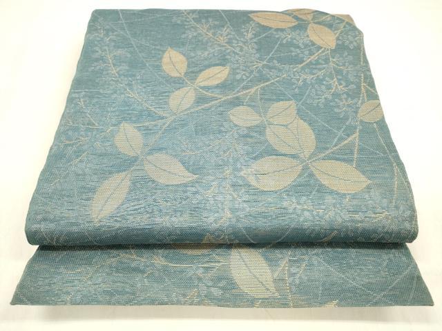 平和屋着物＊夏物 全通柄 本袋帯 枝葉文 金糸 正絹 逸品 DABB3569cm