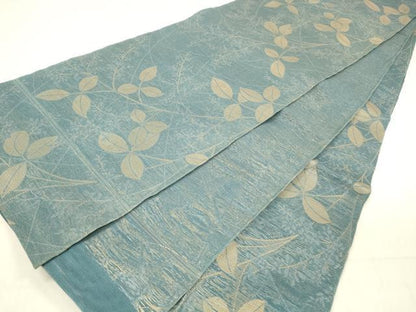平和屋着物＊夏物 全通柄 本袋帯 枝葉文 金糸 正絹 逸品 DABB3569cm