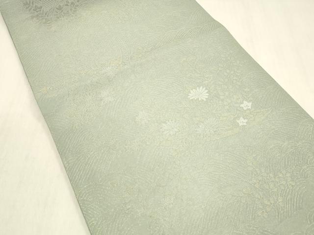 平和屋着物＊夏物 六通柄袋帯 流水花舟文 金銀糸 正絹 逸品 DABB3570cm