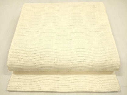 平和屋着物＊夏物 八寸名古屋帯 よろけ縞 肌色 正絹 逸品 DABB3571cm