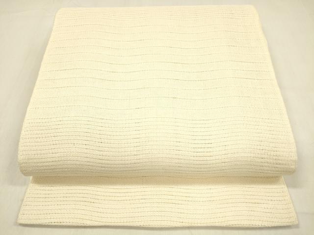 平和屋着物＊夏物 八寸名古屋帯 よろけ縞 肌色 正絹 逸品 DABB3571cm