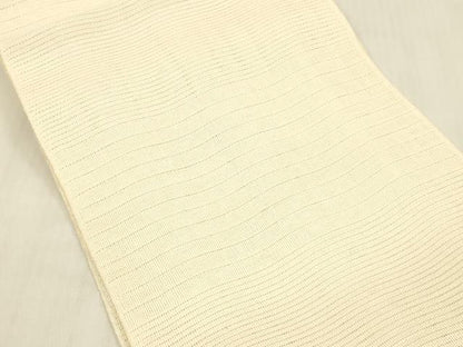 平和屋着物＊夏物 八寸名古屋帯 よろけ縞 肌色 正絹 逸品 DABB3571cm