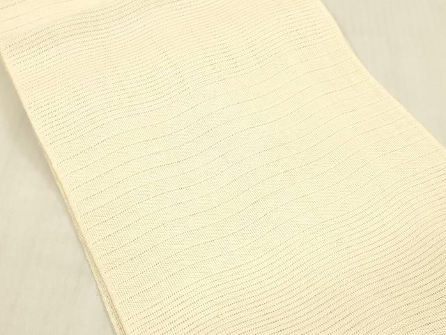 平和屋着物＊夏物 八寸名古屋帯 よろけ縞 肌色 正絹 逸品 DABB3571cm