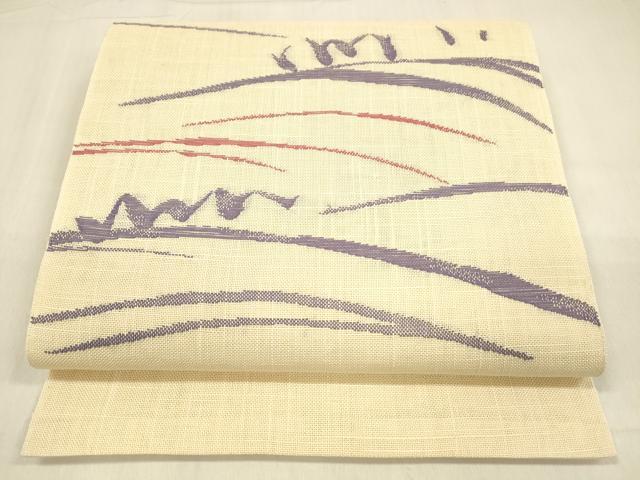 平和屋着物＊夏物 八寸名古屋帯 流水文 正絹 逸品 DABB3572cm