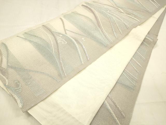 平和屋着物＊夏物 六通柄袋帯 流水文 銀糸 正絹 逸品 DABB3574cm